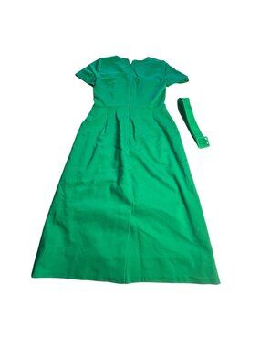 J.Crew Women’s Kelly Green Cap-Sleeve V-Neck Sheath Dress 2 Knee-Length  H5060